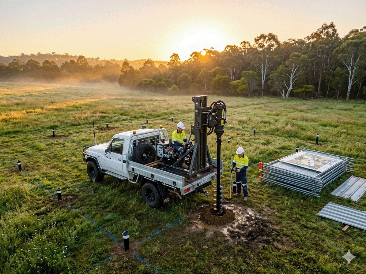 Aerial view of an excavation site